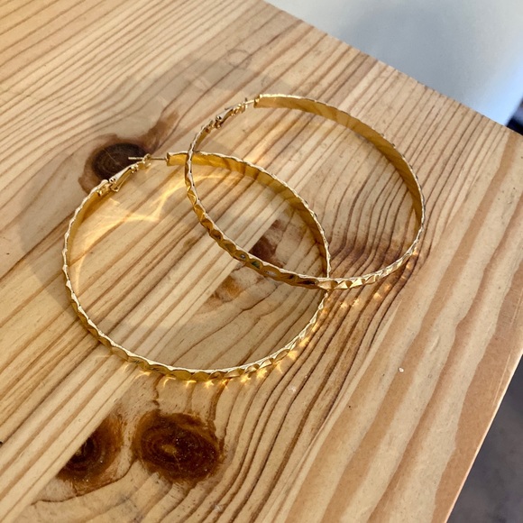 Large Gold Hoop Earrings - Picture 2 of 4